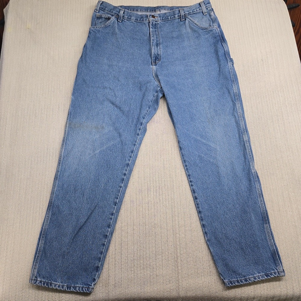 VTG Dickies Jeans Mens 42x32 Blue Denim Carpenter Work Pants Straight Utility